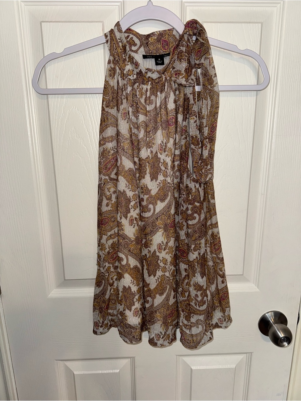 INC International Concepts Paisley sleeveless blouse in Brown and Cream